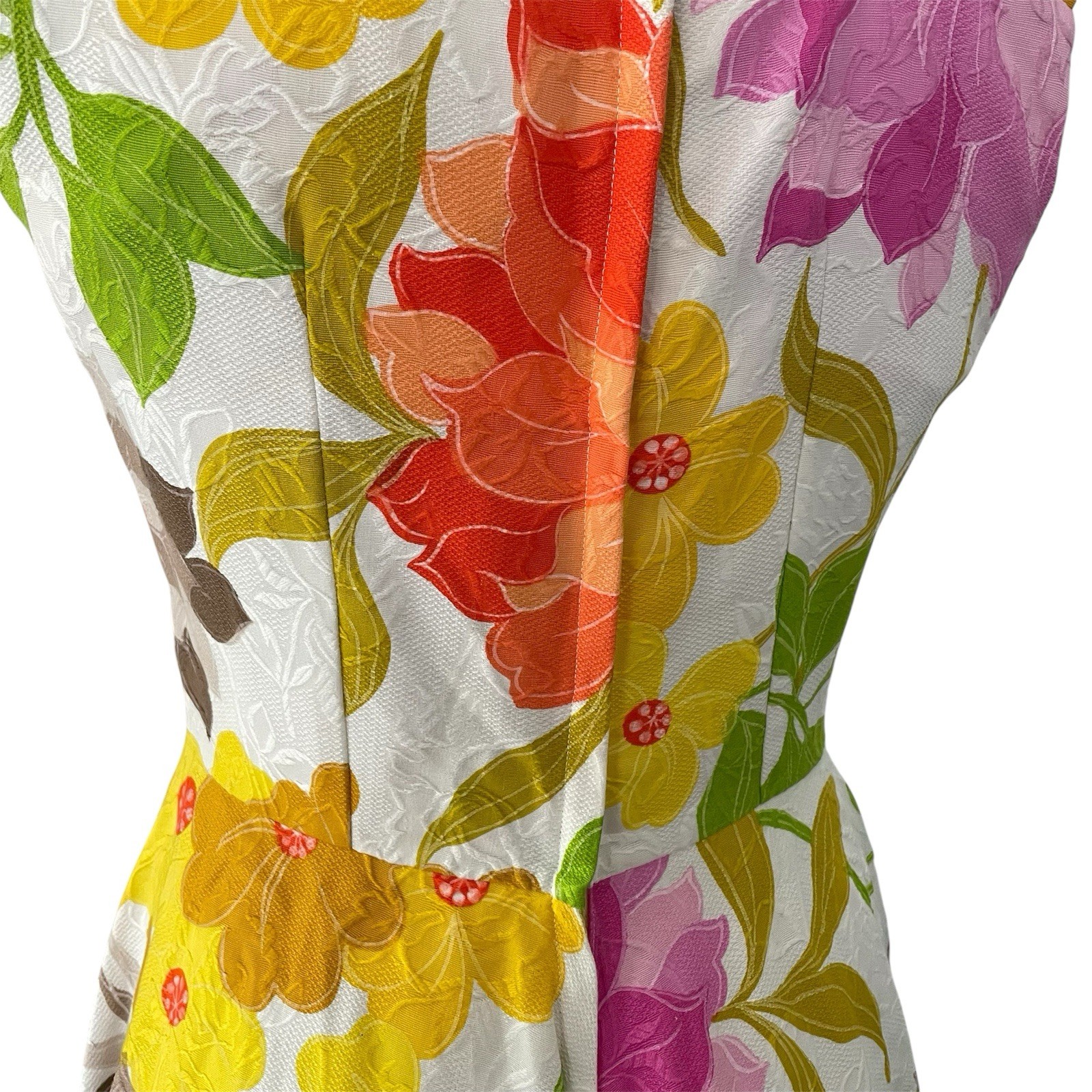 Vintage Swing Dress Homemade 6 Bright Floral Pink Green Purple Orange Sleeveless