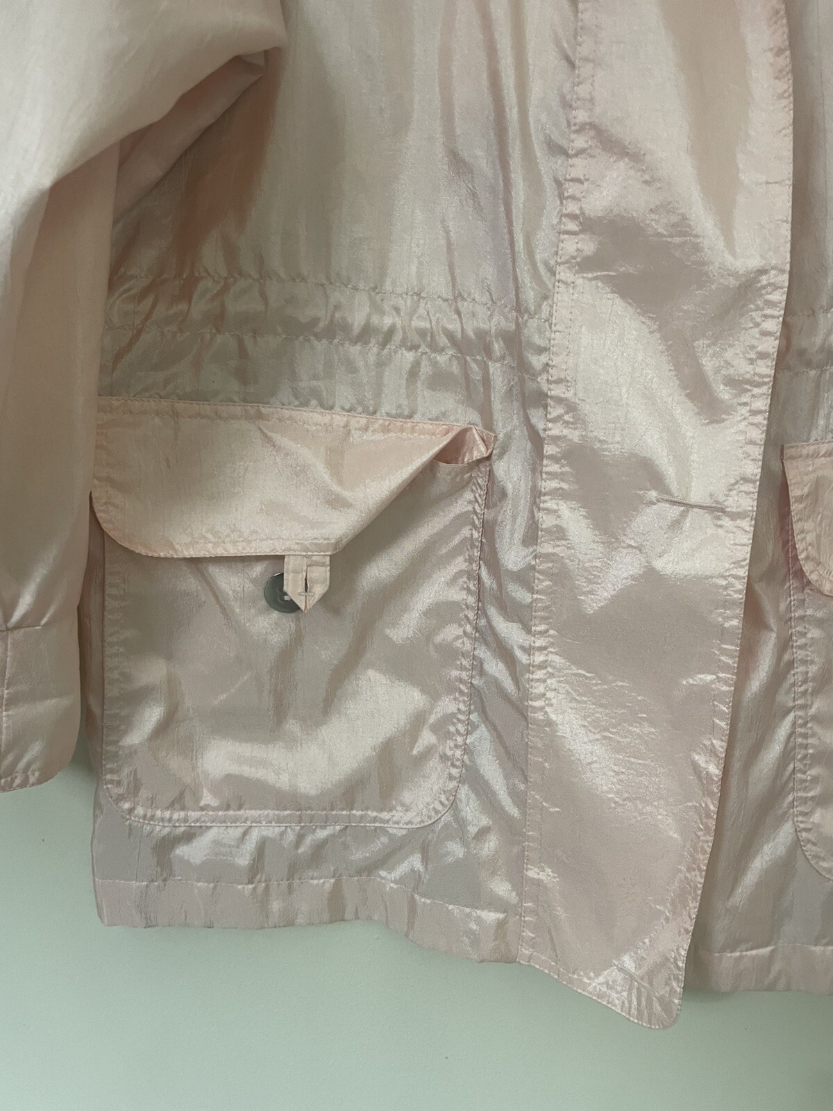 Vintage IZZI Pink Full Zip Windbreaker Rain Jacket Size Large Y2K Gorpcore