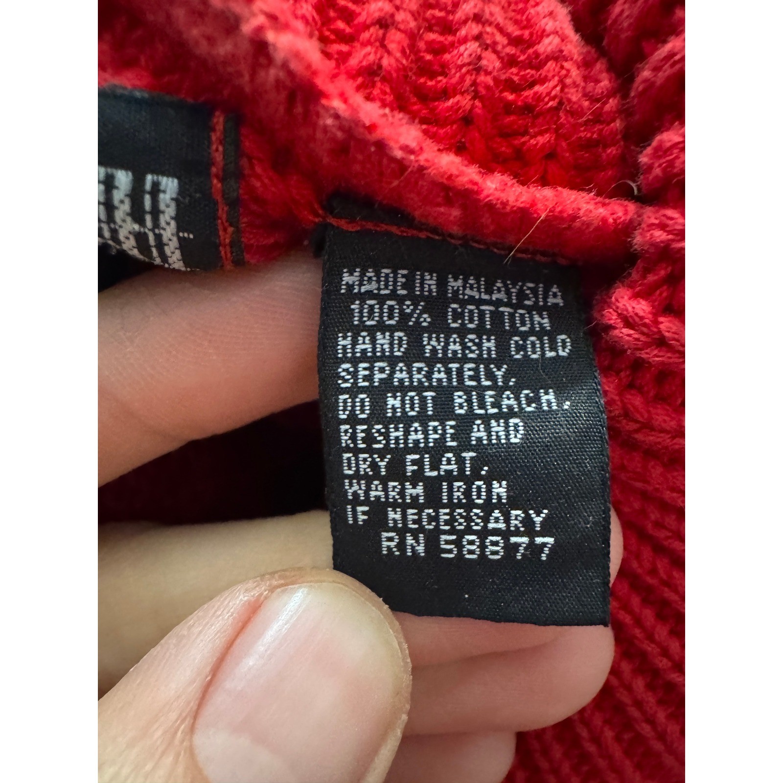 Wainscott Red Cable Knit Turtleneck Sweater 100% Cotton Large Women Vintage