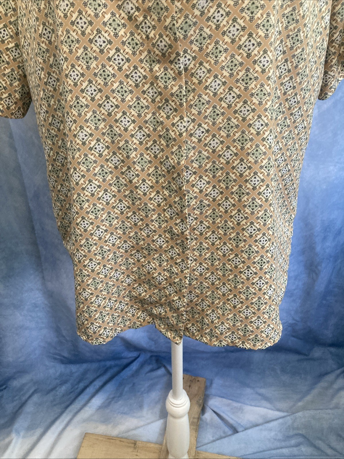 Vtg 90s Notations Geometric Tile Blouse Earth Tone Mod Career Shell Top Retro