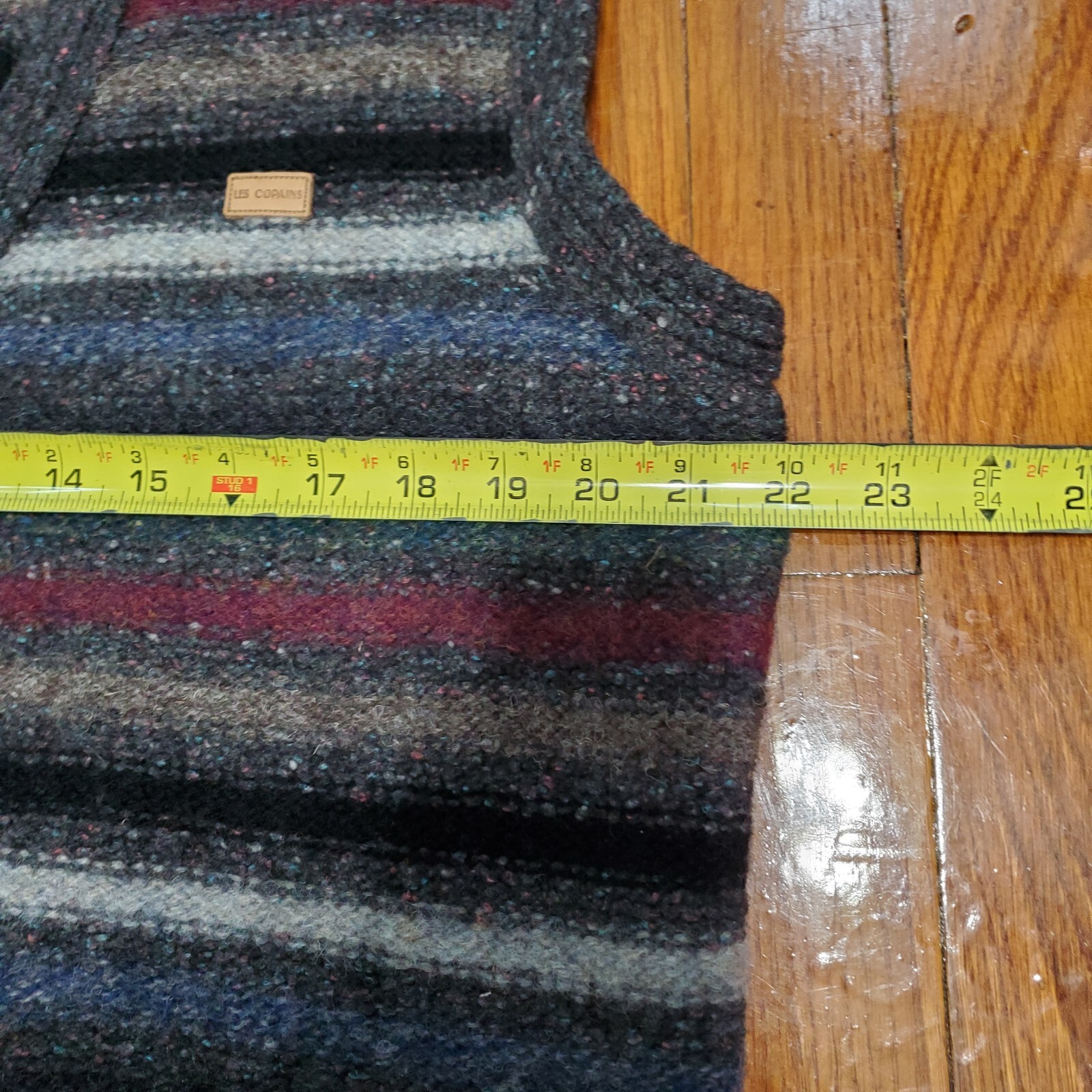 VTG Les Copains Sportswear Striped Oversized Wool Silk Cardigan Vest Sz 52 Rare
