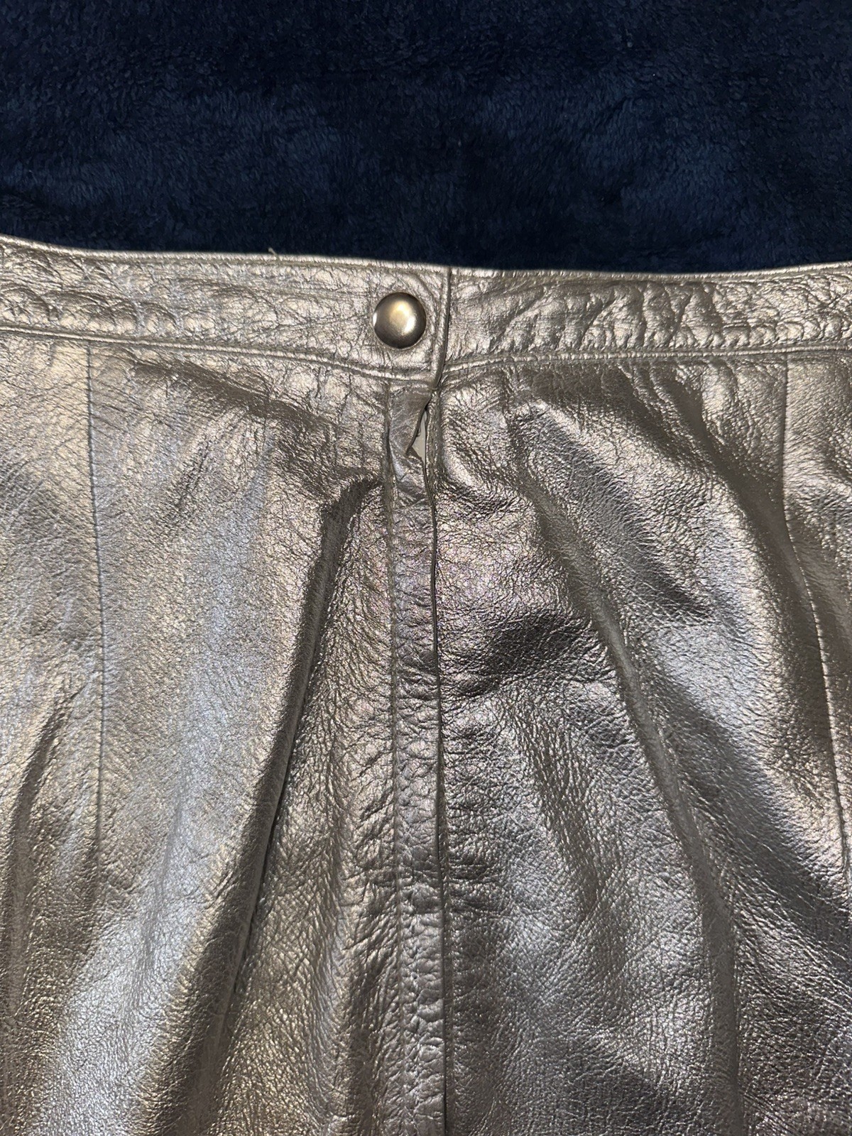 Lot 2 80s/90s Vintage Leather Teal/Silver Pencil Skirts 6,Liilie Rubin/Carabella
