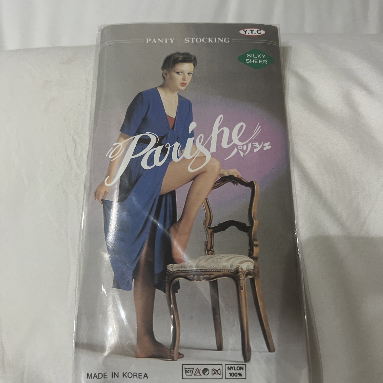 1 pair Vtg 1980’s Parishe off black Silky Sheer Panty Stocking One Size