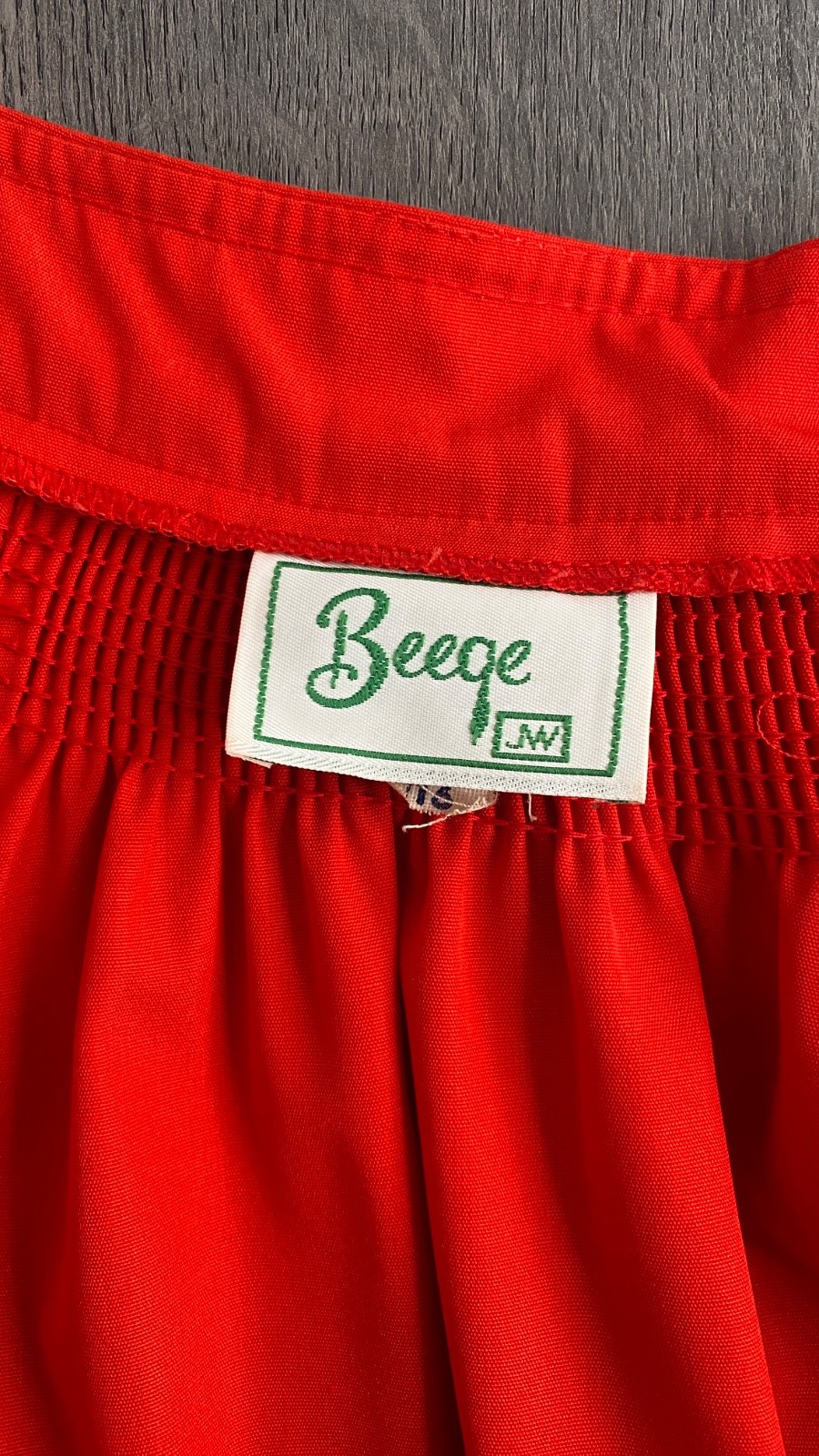 Vintage 1970s red midi dress 3/4 sleeve heavy cotton A line shirt pockets M L