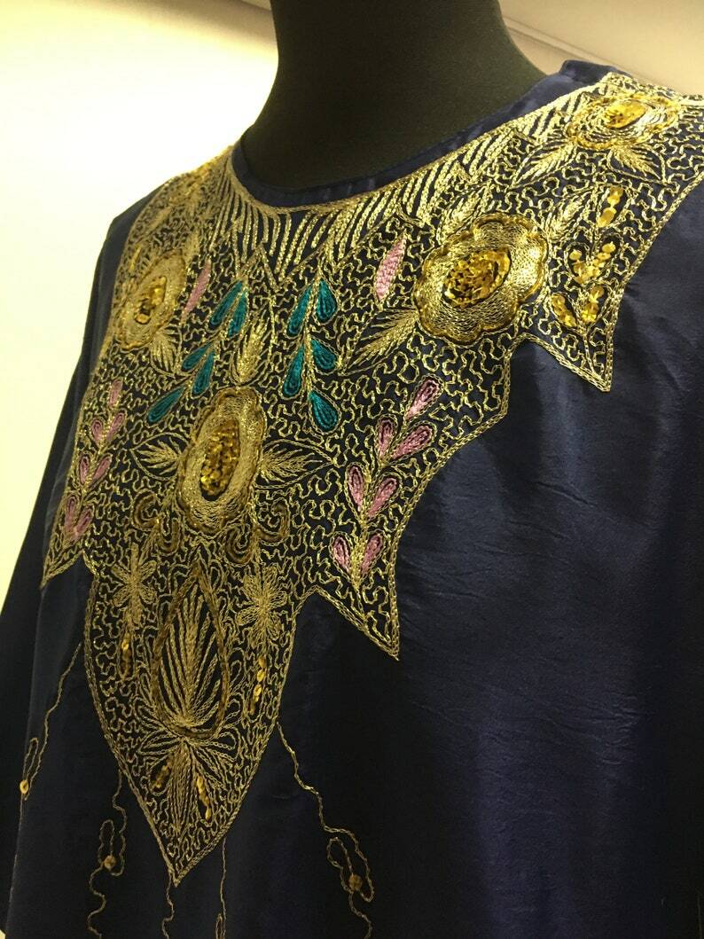 Women’s Vintage 90’s embellished caftan with pants | draw string harem pants