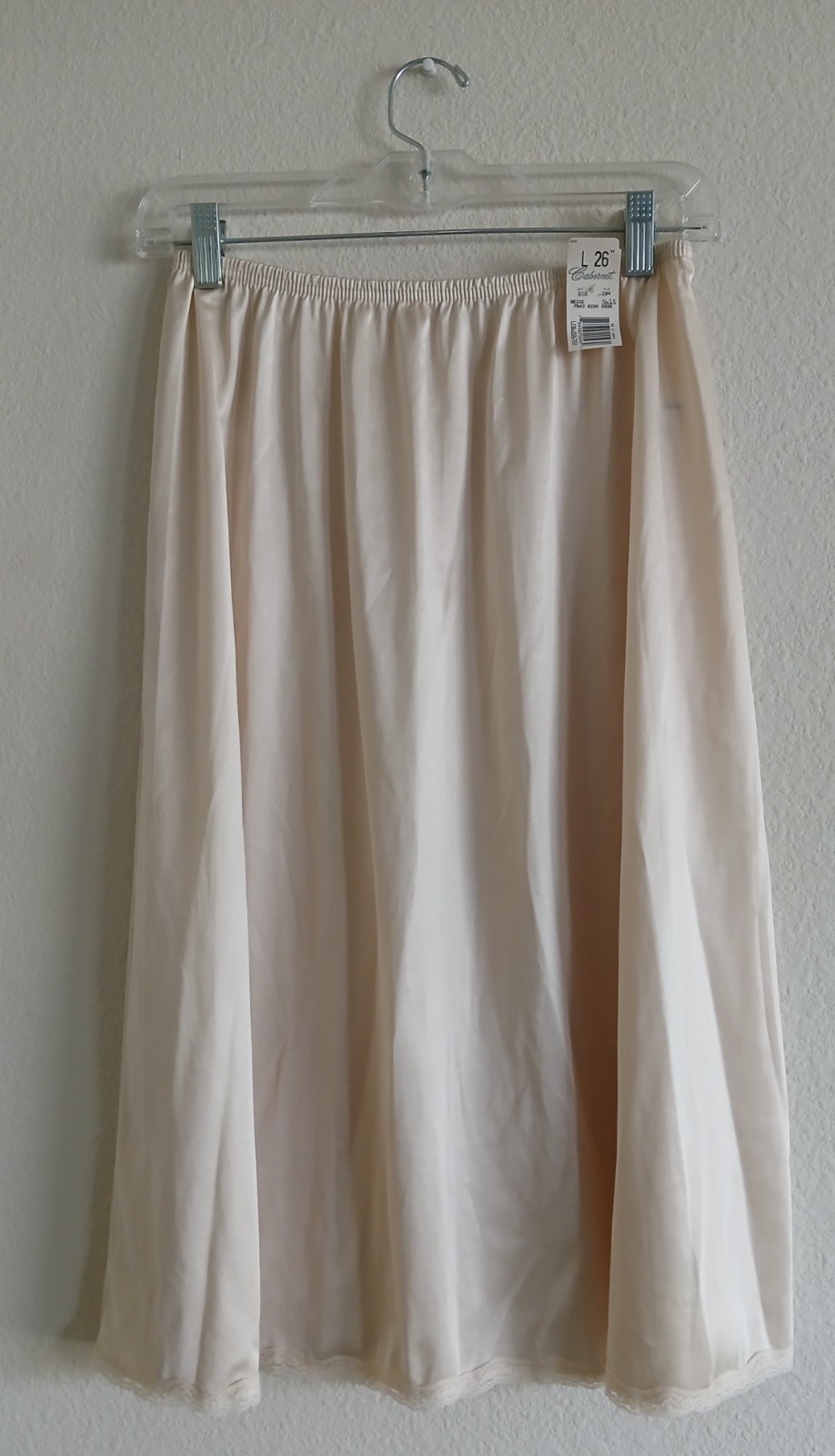 Cabernet Half Slip #5615 Large Beige Lace Trim 26″ Elastic Waist Vintage New