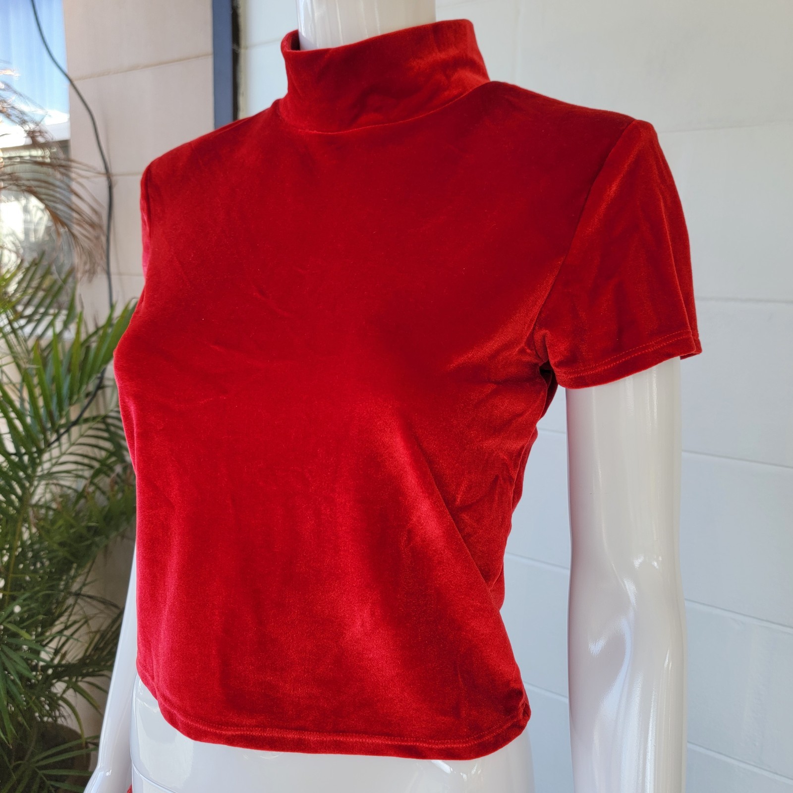 Vintage 1970’s You Babes Red Velvet Top Women’s Size M Made in USA