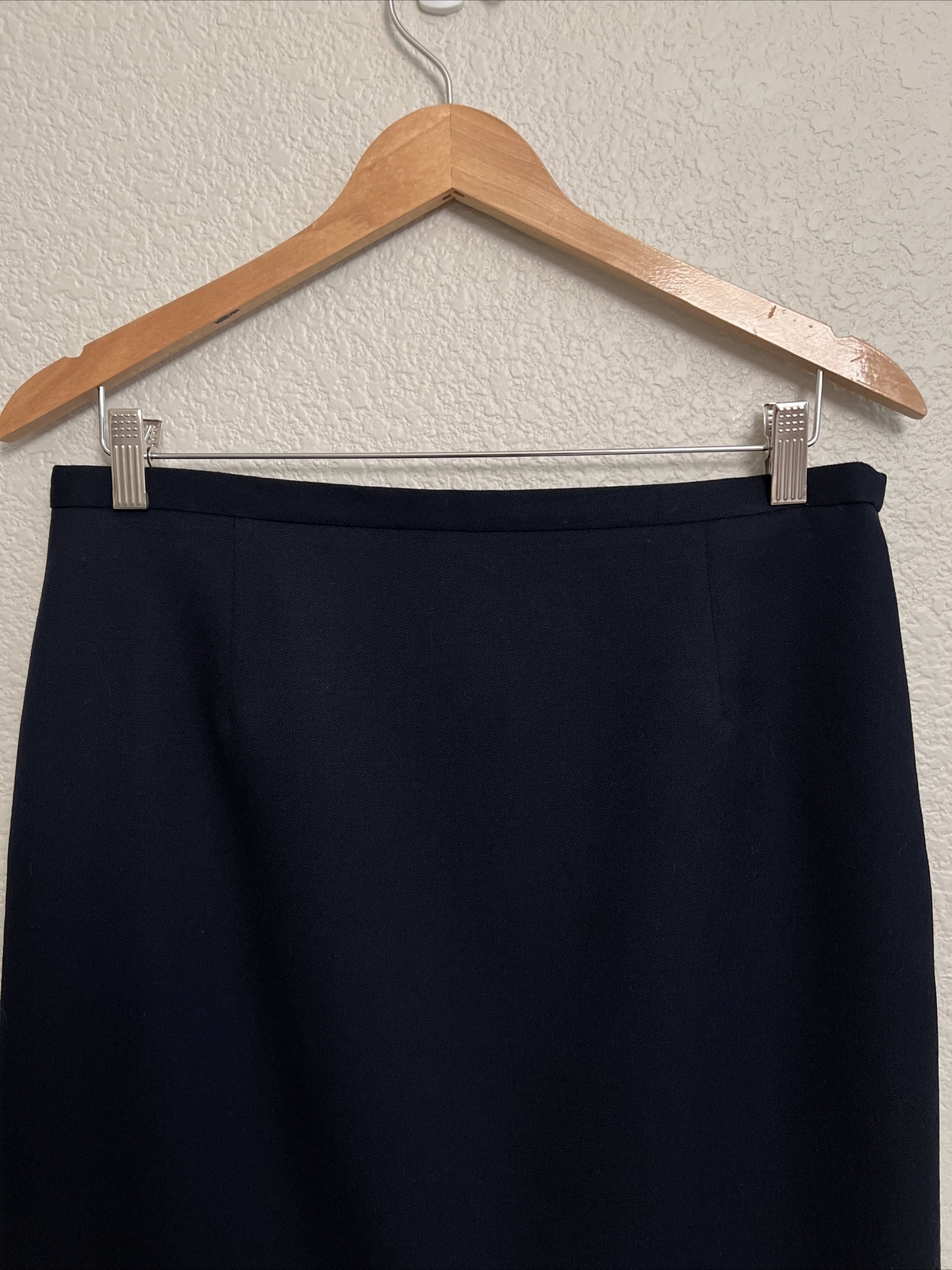 Vintage Pendleton 100% Virgin Wool Skirt Pencil Classic Navy Blue Made in USA 10