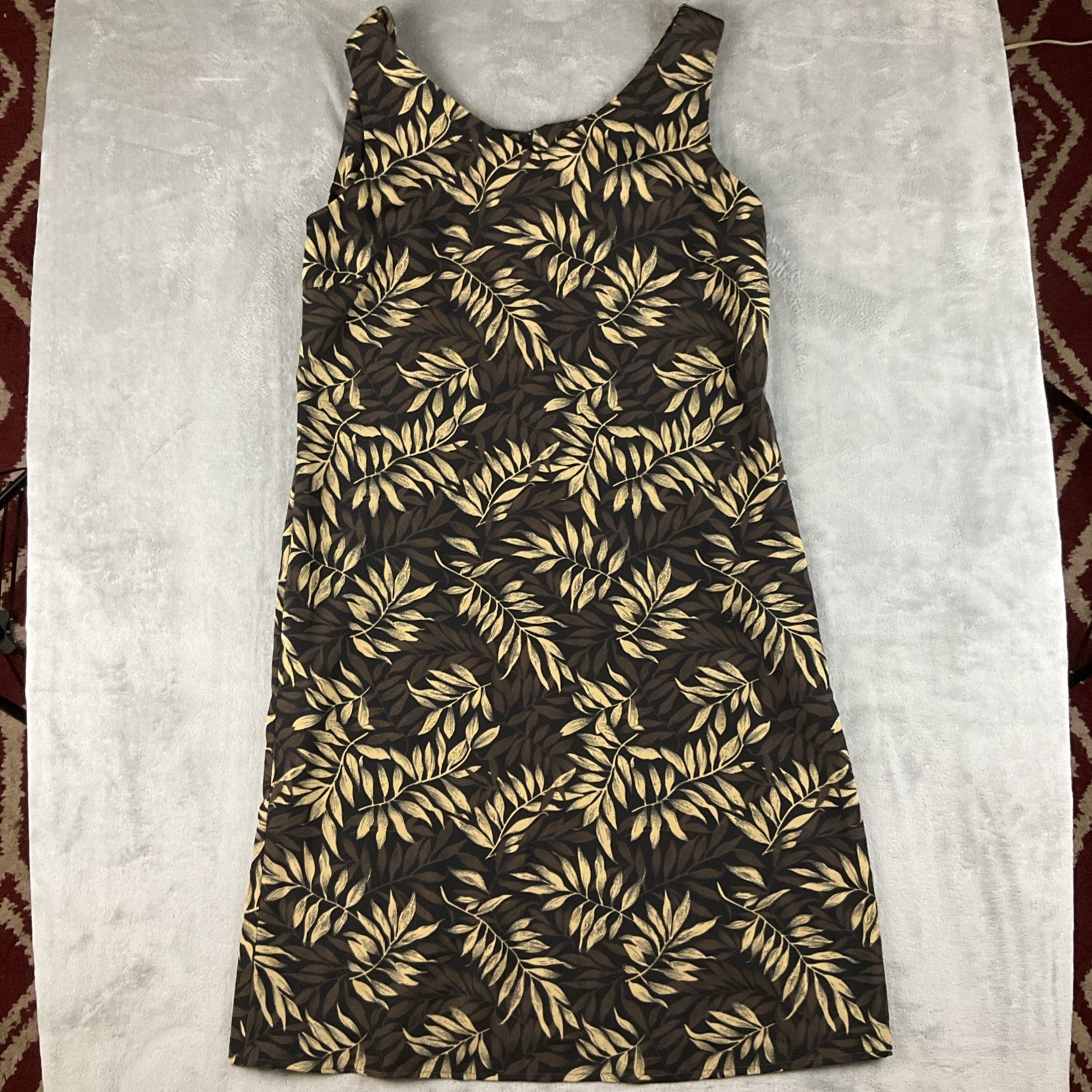 STUDIO I Black Floral Tropical Midi Sleeveless Dress Y2K 90s Travel Vacation 12