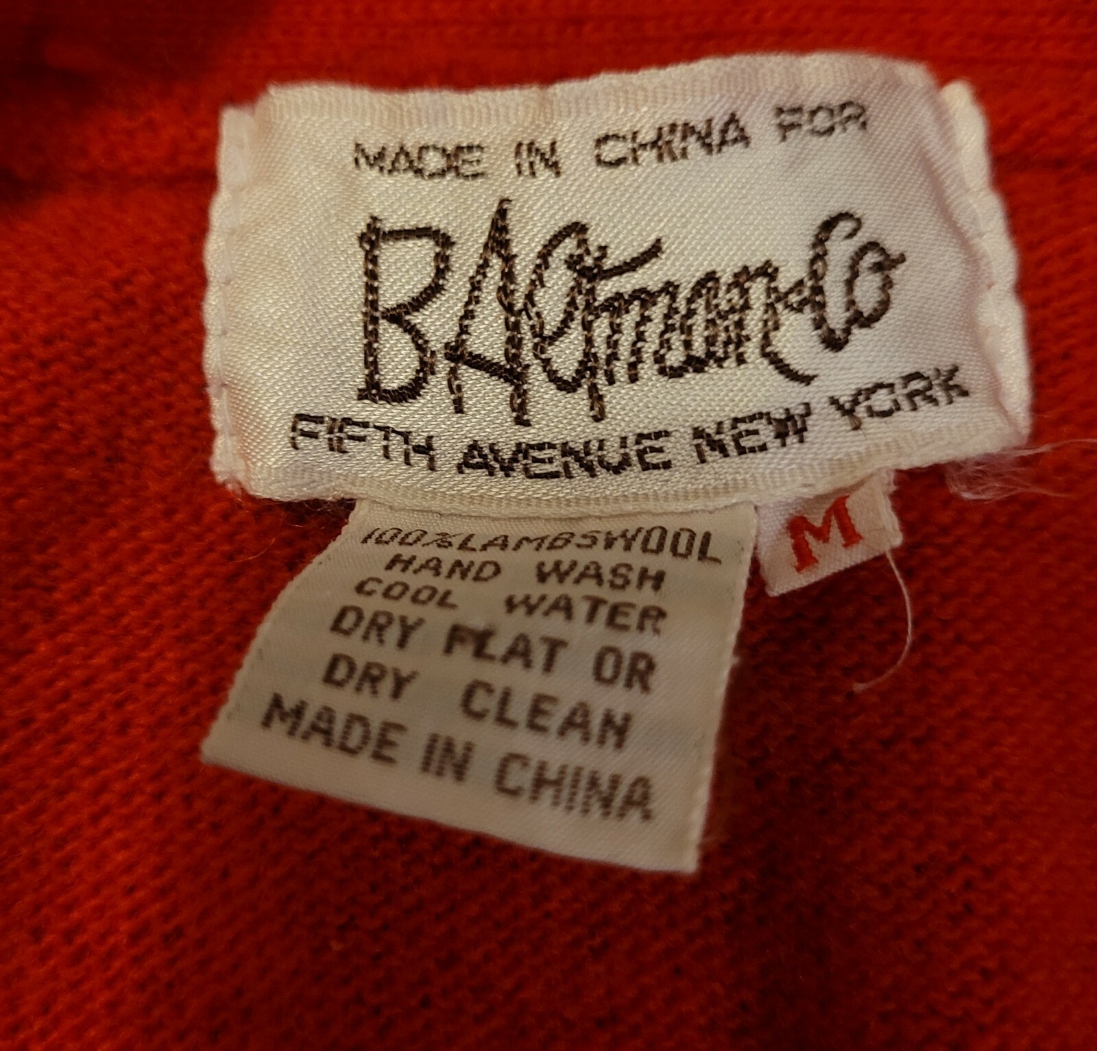 Vintage B. Altman Red Button Up Sweater Vest Size Medium Pockets