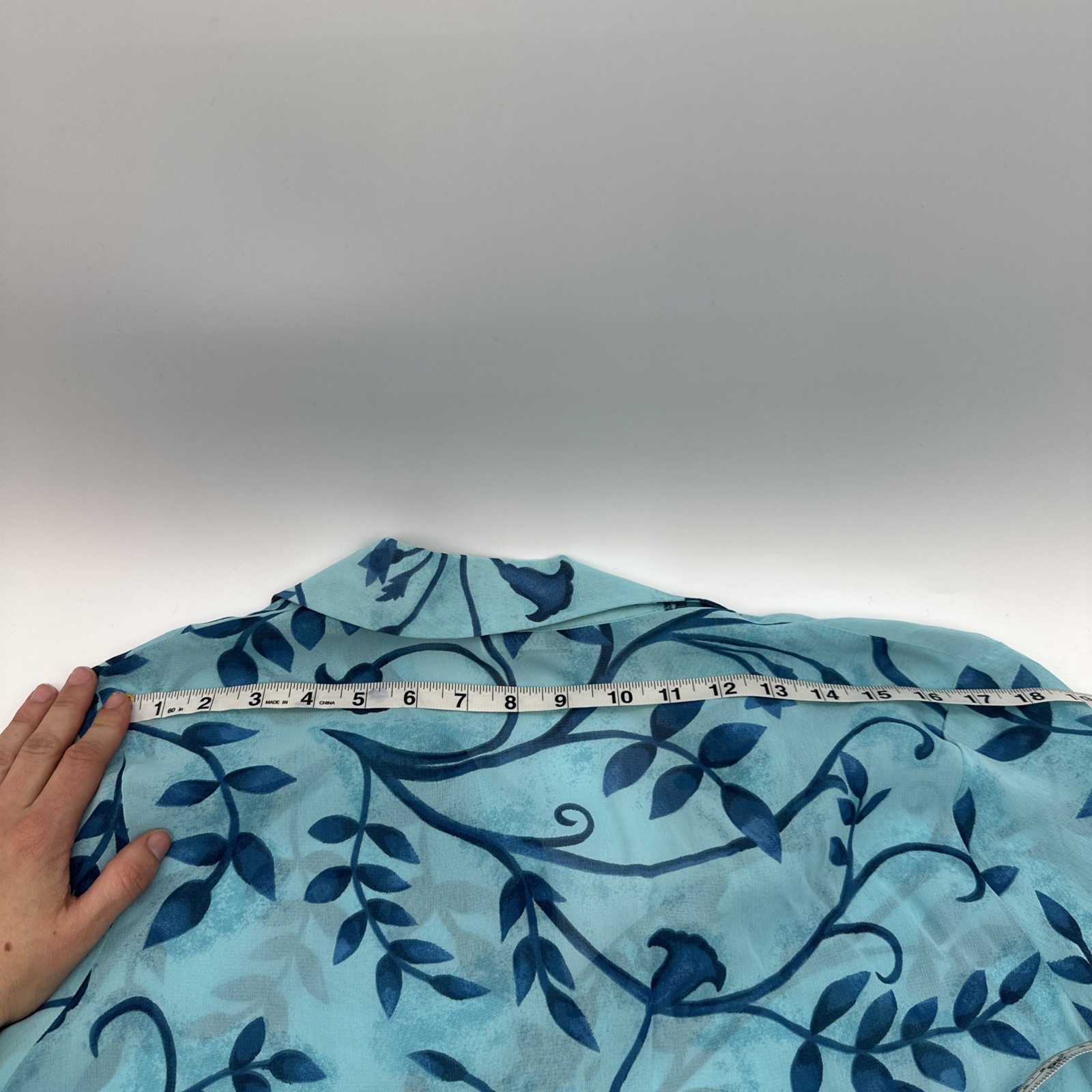 Vtg C.M Shapes Blue Floral Pattern Skirt And Button Down Sheer Top Size 14