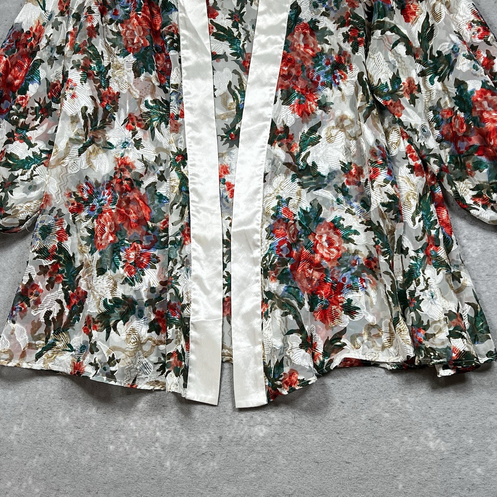 VTG Victoria’s Secret Robe Womens Sz M/L Robe House Jacket Lace Floral Lingerie