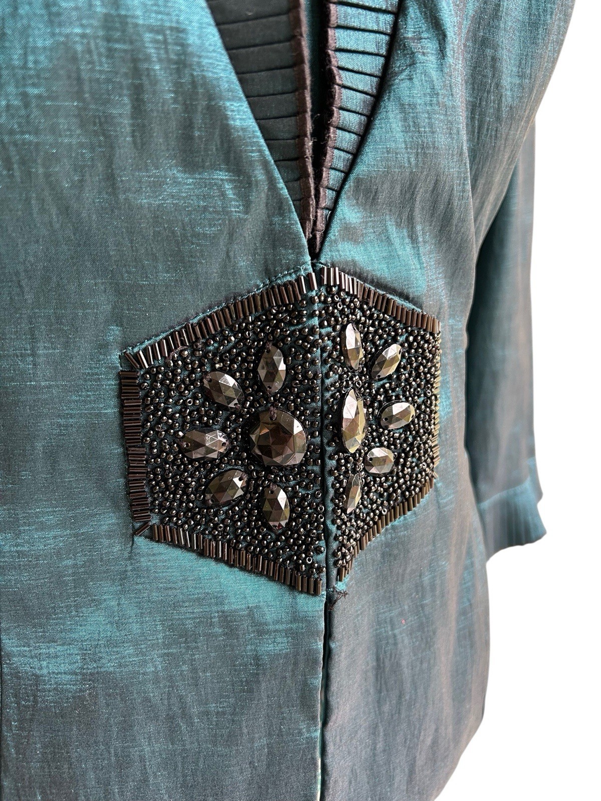 Carol Lin JR Nites Teal Jacket Top Camisole SET Evening Glam Holiday Christmas