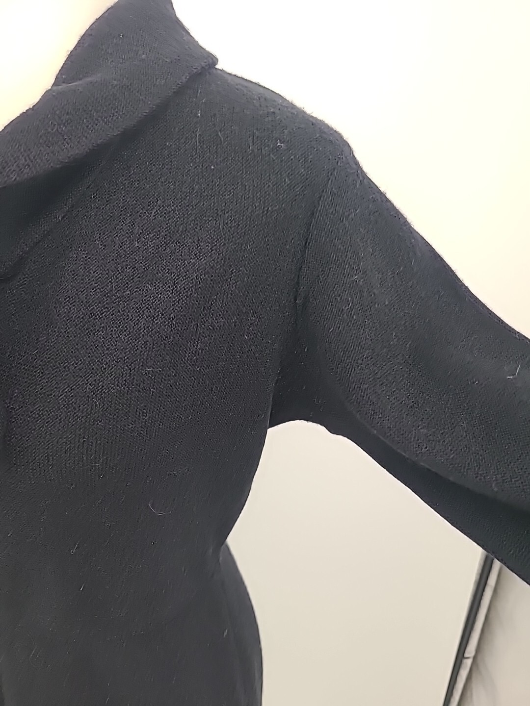 Vintage Early 50s Kimberly Knit Dress, Black Mohair And Virgin Wool Large Retro