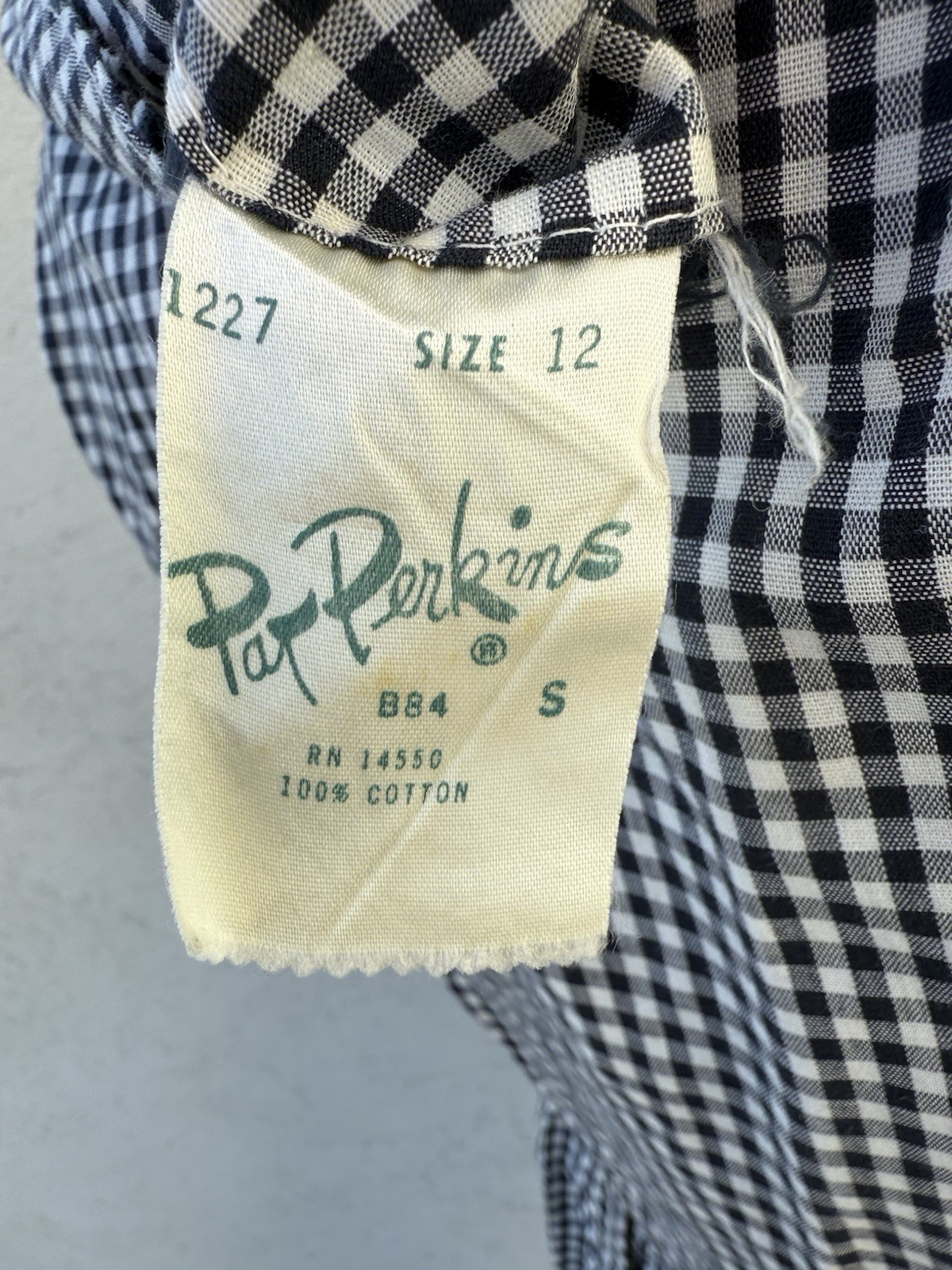 VTG Pat Perkins Black & White Gingham Check Cotton Dress 12 1950s Style