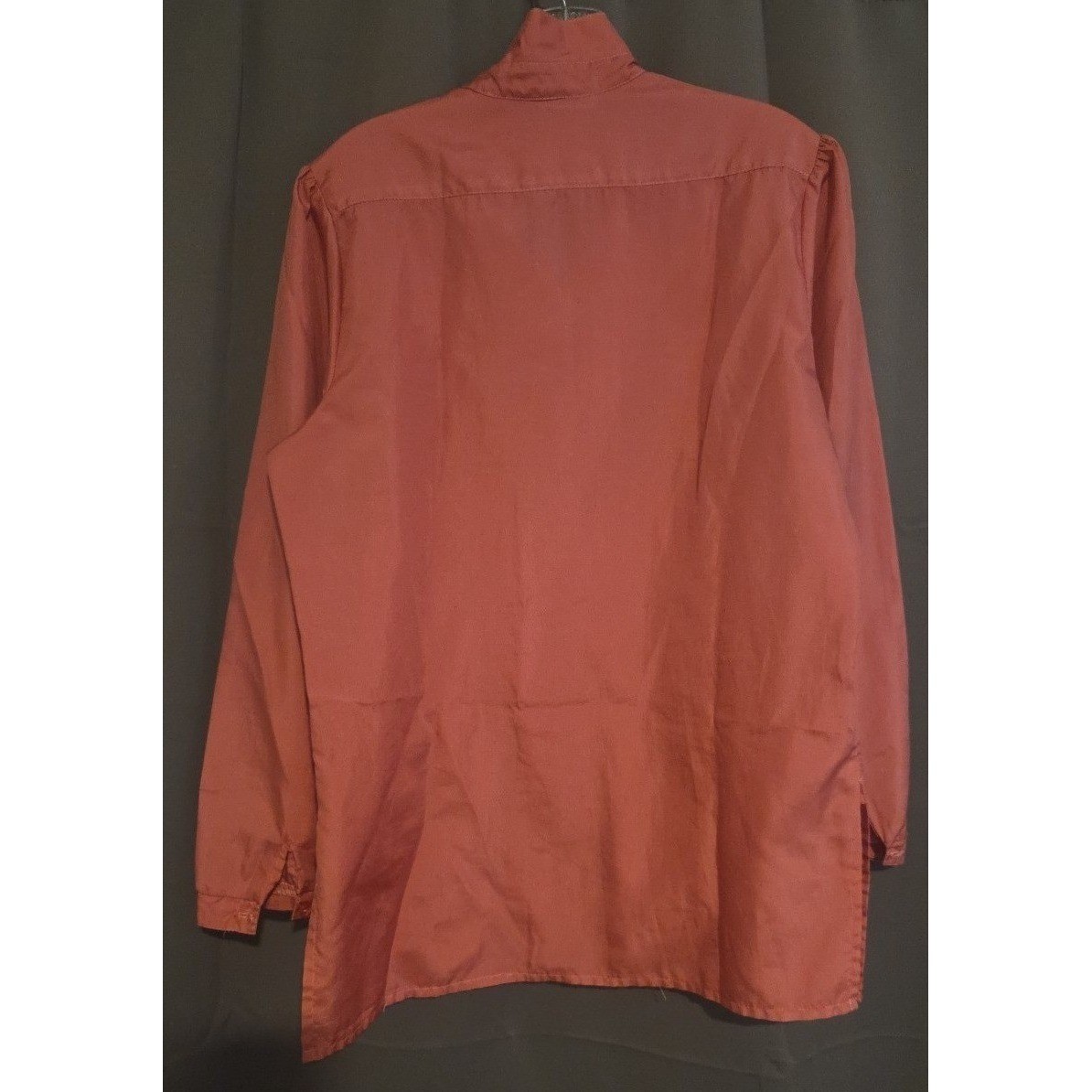 Herb Roberts California Vintage Bib Front Blouse Rust High Neck Long Sleeve Top
