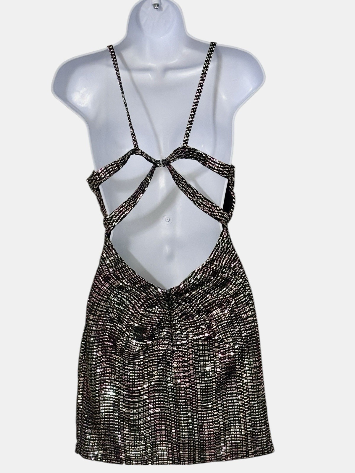 Morgan & Co. XS Sparkle Sequin Cut‑Out Mini Dress Party Cocktail Formal Dress
