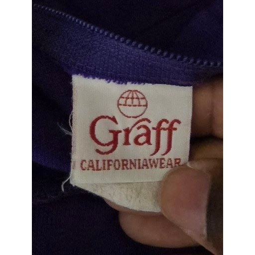 Graff Californiawear Vintage Purple Geometric Mock Neck Knit Top USA Geometric