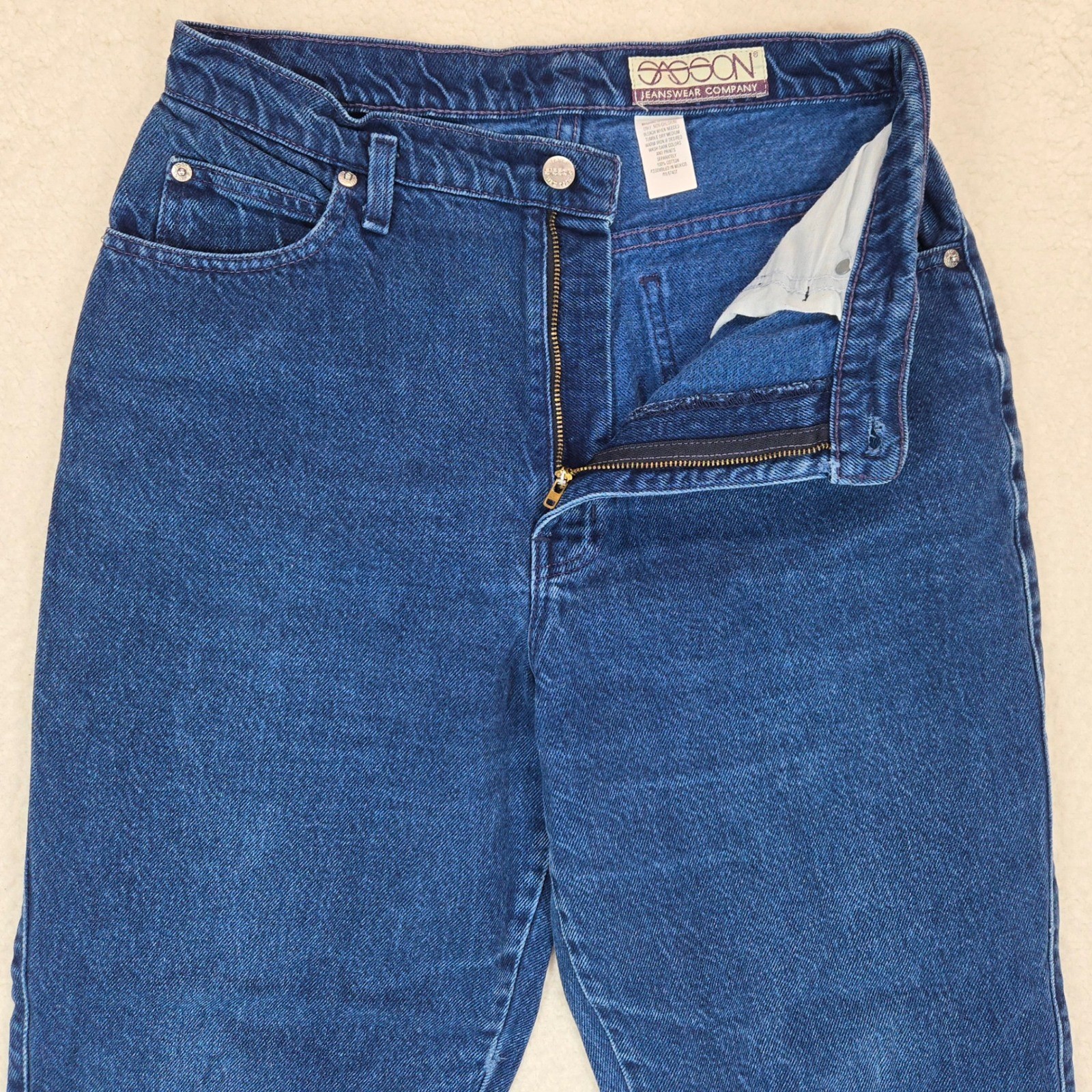 Sasson Mom Jeans Womens 30 Dark Blue High Waisted Tapered Leg Vintage 90s Cotton
