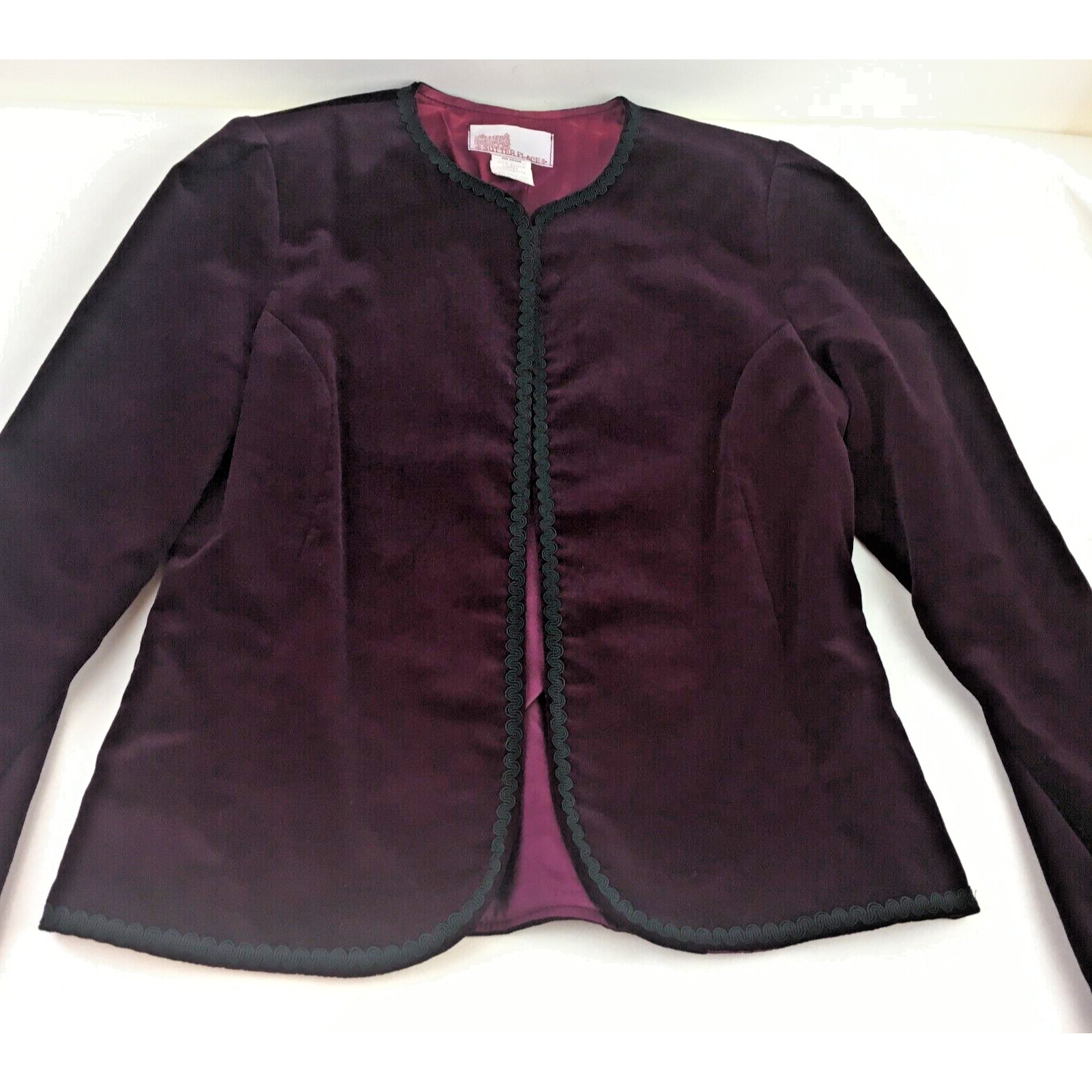 renaissance Ren Faire Womens Velvet jacket lined Size 8 Plum Black Boho