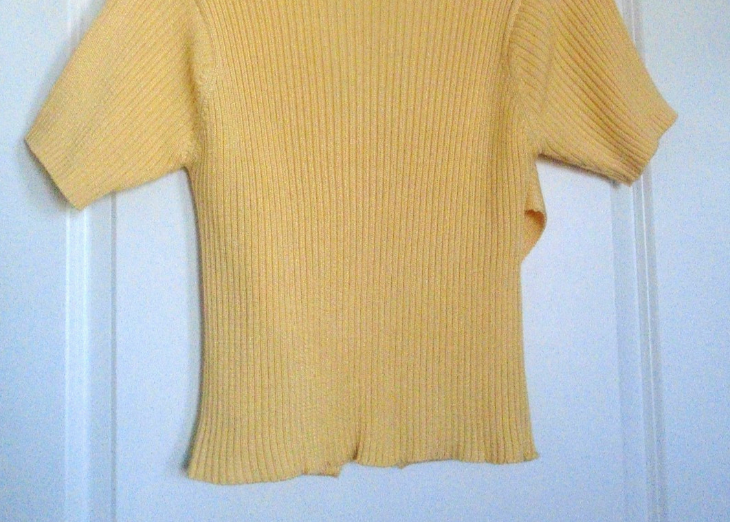 VTG FIA ITALIA Handloomed Yellow Knit Wrap Top Short Sleeve Cotton Rayon Size L