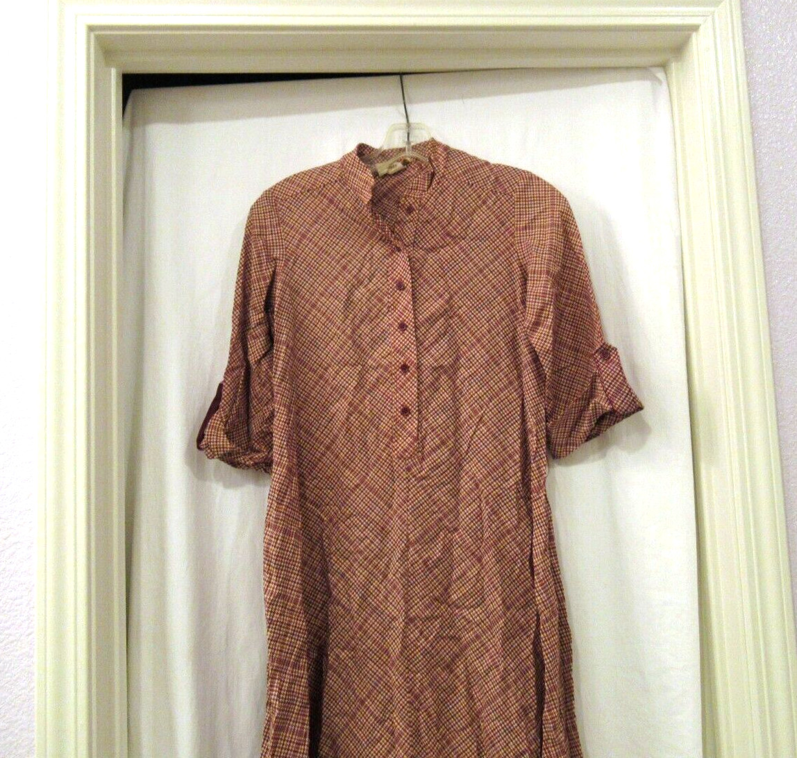 Joseph Magnin brown houndstooth plaid dress, unlined, sz. 5, 30″ chest