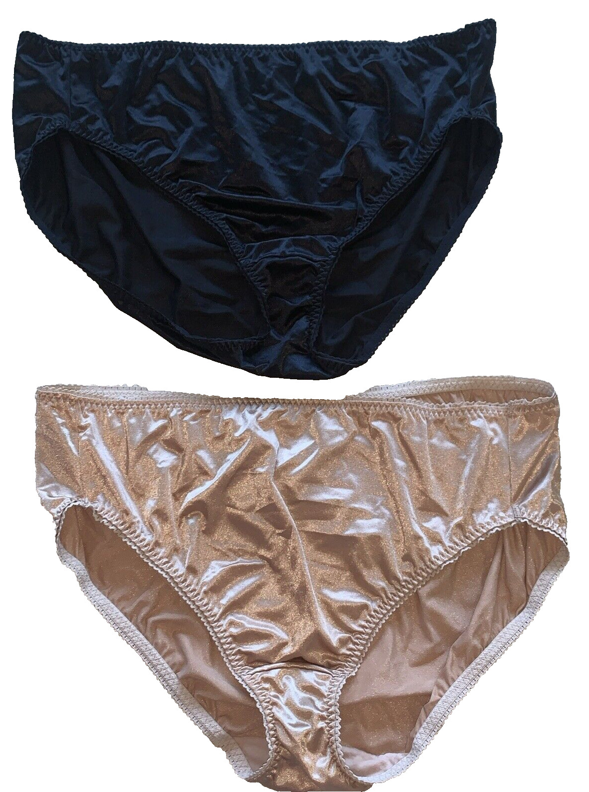 Vanity Fair Satin Panties Sissy Beige Gusset Hi Cut Stretch 5XL 48301 vintage