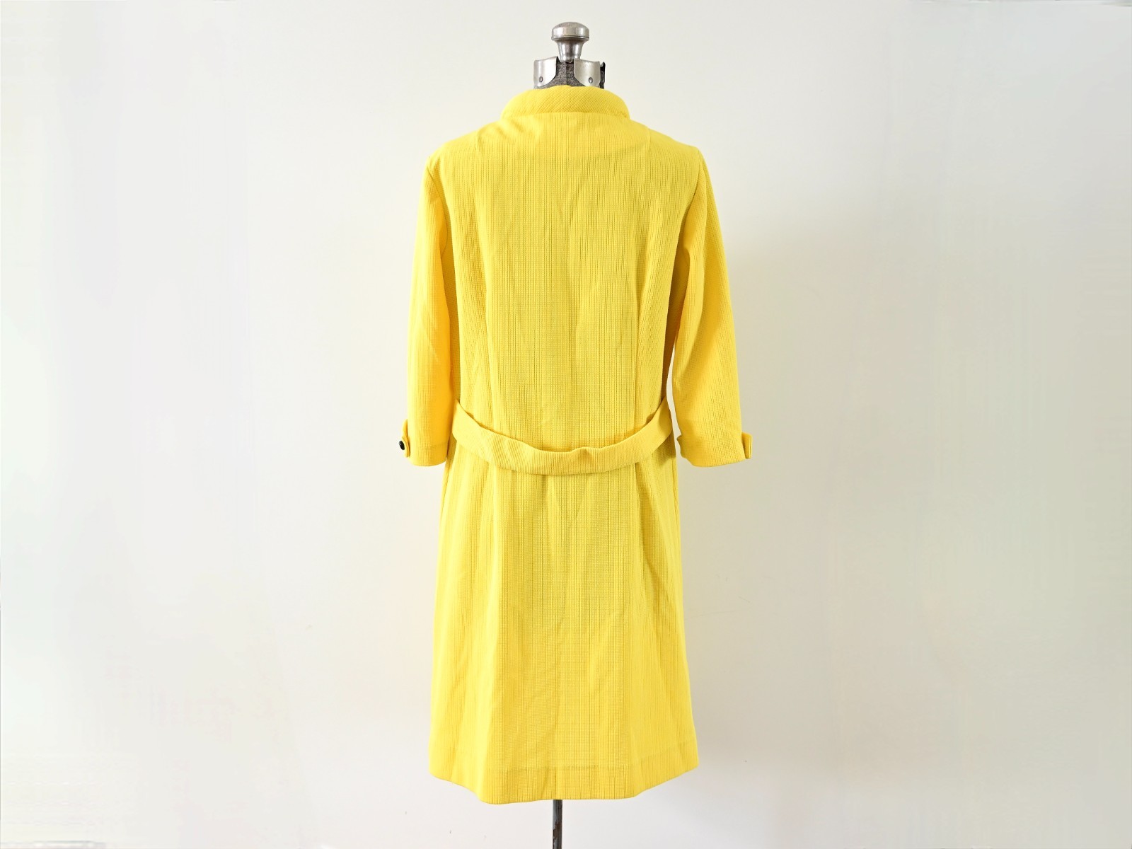 1960s Jerrie Lurie Bright Yellow 3/4 Sleeve Shift Dress Mod Coat Dress