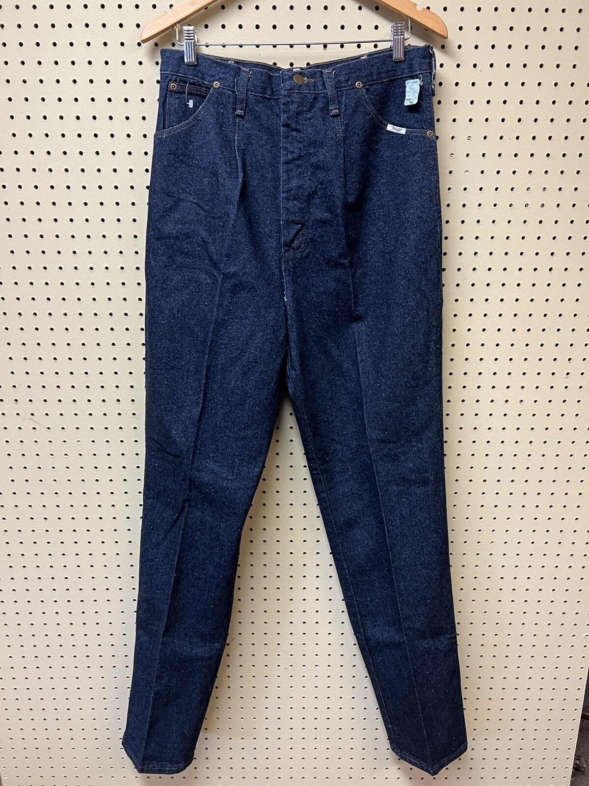 Vintage NOS Wrangler Riata Dark Wash High Rise Denim Jeans Junior Sz 17 34L