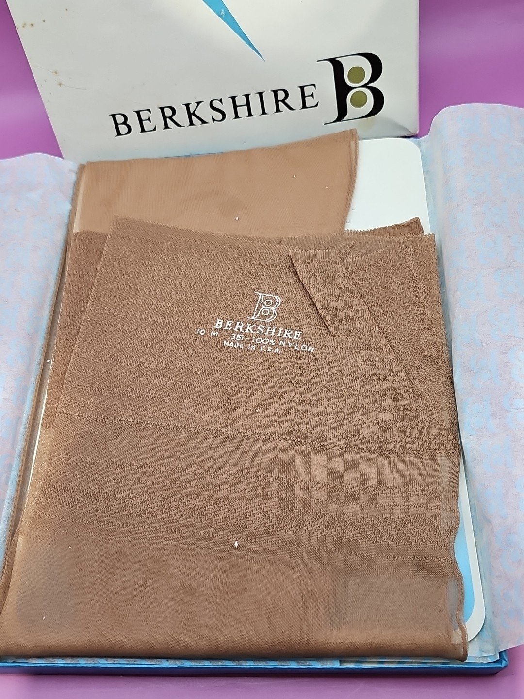 Berkshire Vintage Hosiery. Lot Of 2 Pair Garter Stockings 10M 351 Tint CU In Box