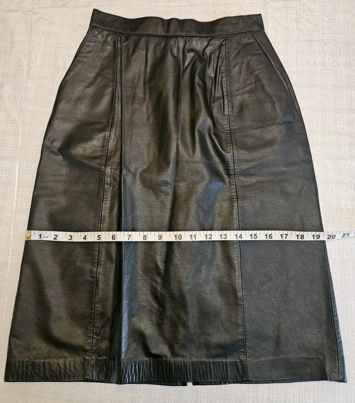 Vintage Wilsons Y2K Black Leather Pencil Slit Skirt (10) Punk Rock Grunge, Biker