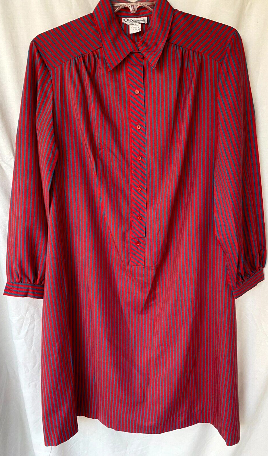 VTG 80’s ROAMANS..RED & GREEN..PIN STRIPE..POLO SHIRT SHIFT DRESS..NOWT..20