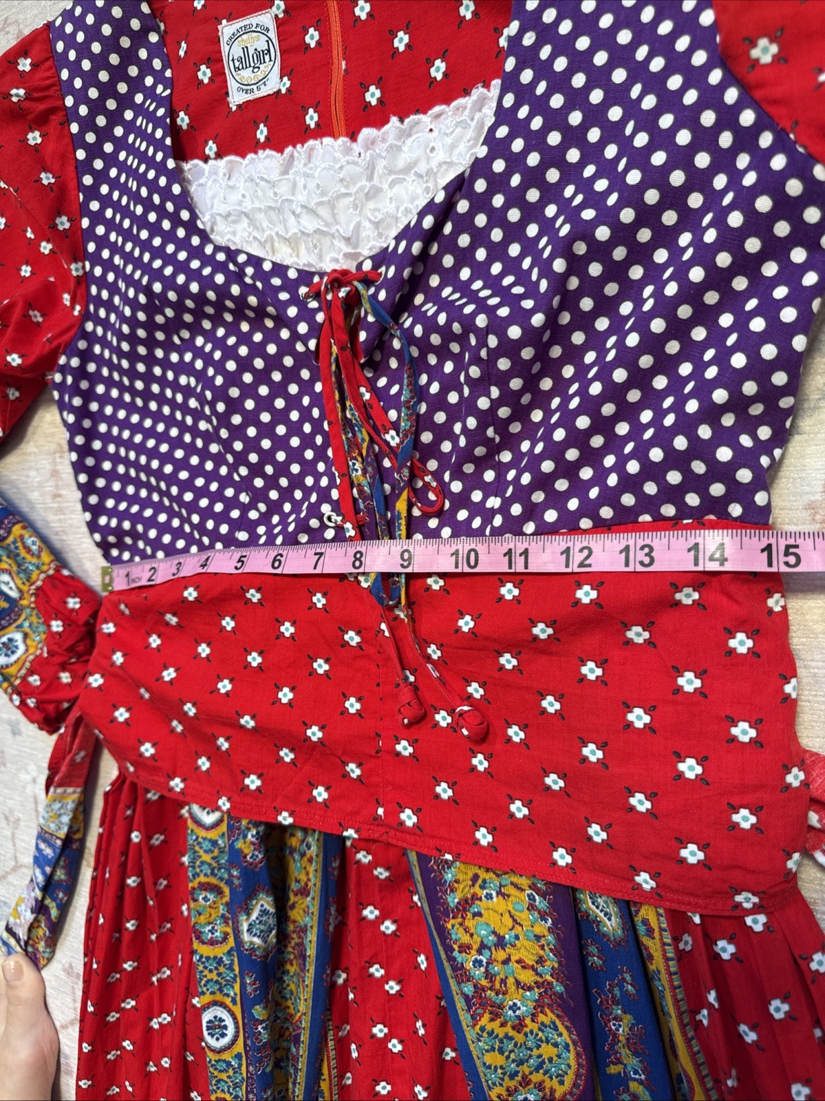 Vintage 60’s-70’s Shelly’s Tall Girl Boho Prairie Hippy Dress Corset Festival M