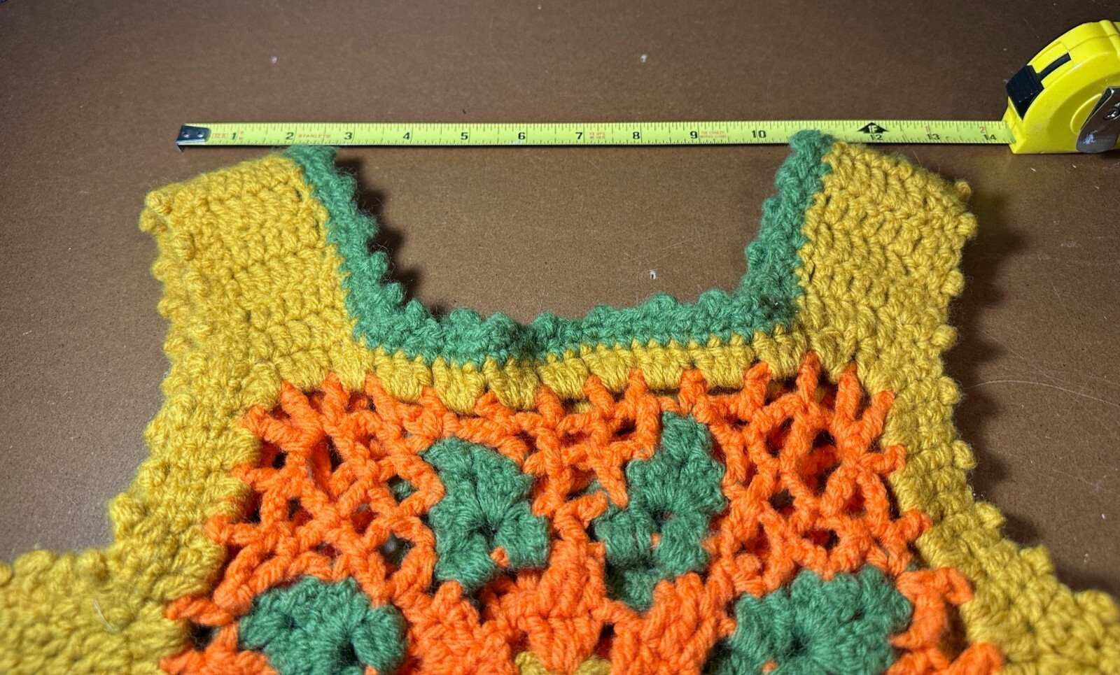 Crochet Vest vintage Handmade Granny Square Green Yellow orange size small?