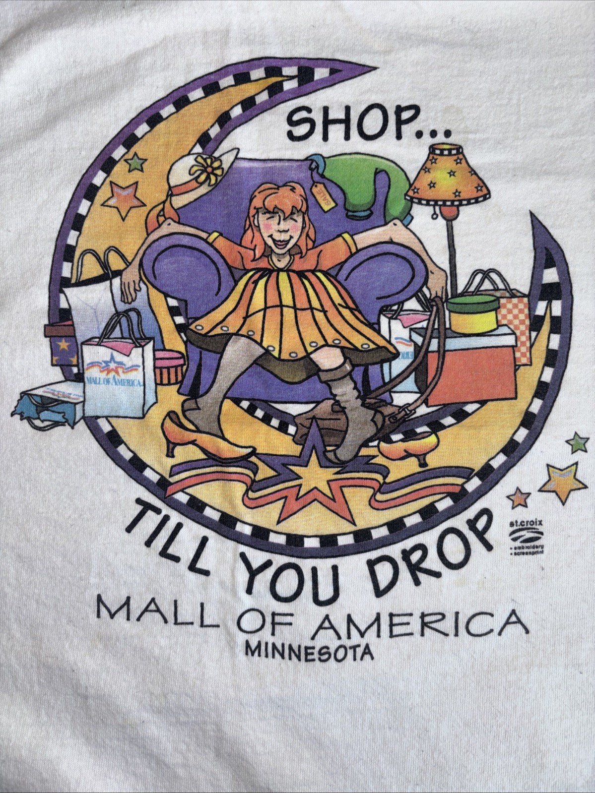 Vintage Mall Of America Shop Till You Drop T-shirt Size XXL White