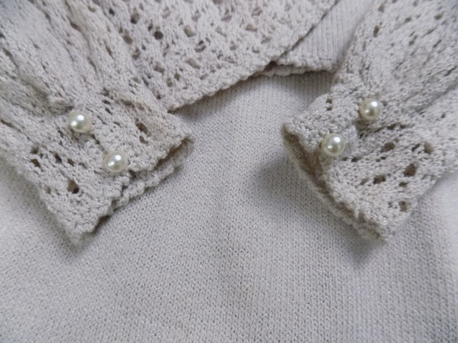 Vtg Dana Hogan Crochet Knit 2 pc Set Mock neck Sweater & 24″ W Skirt Lilac FAB!