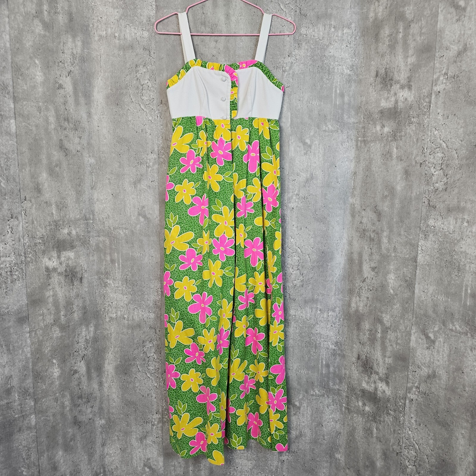 Vintage 60s Nalii Honolulu XXS Bright Day Glow Neon Mod Flower Hawaii Pinup Tiki