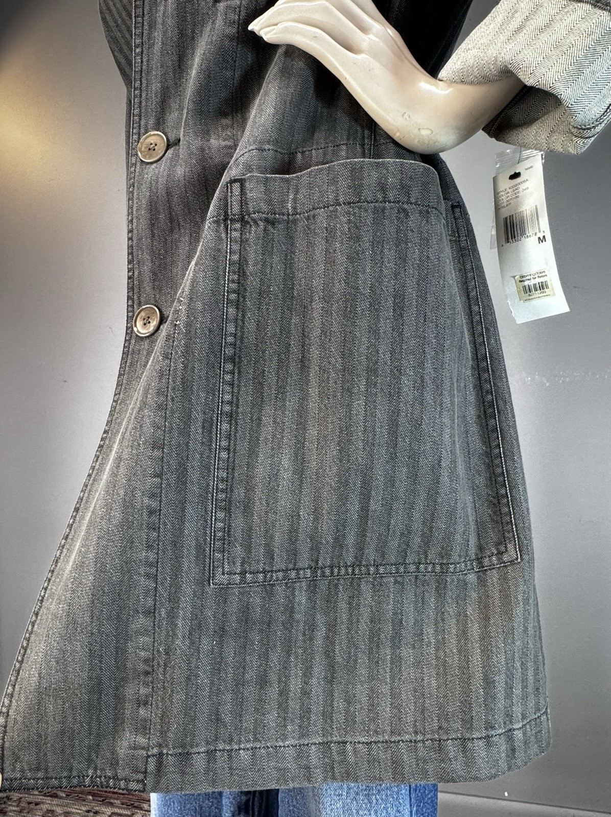 DKNY graphite hbt Denim Chore Jacket Vintage 90s Workwear Cotton Coat NOS NWT
