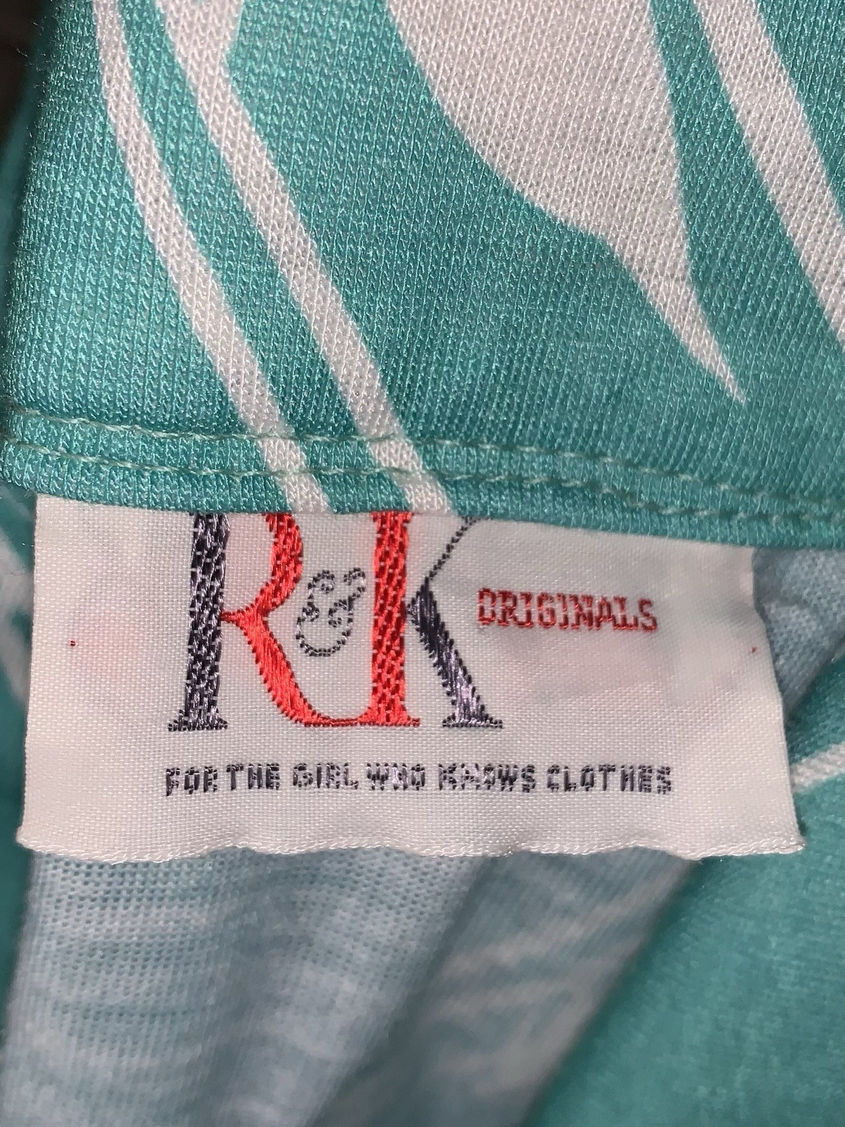 A7 VTG 80s R&K ORIGINALS TROPICAL FLORAL AQUA/WHITE SHIRT DRESS 7/8 ROCKABILLY