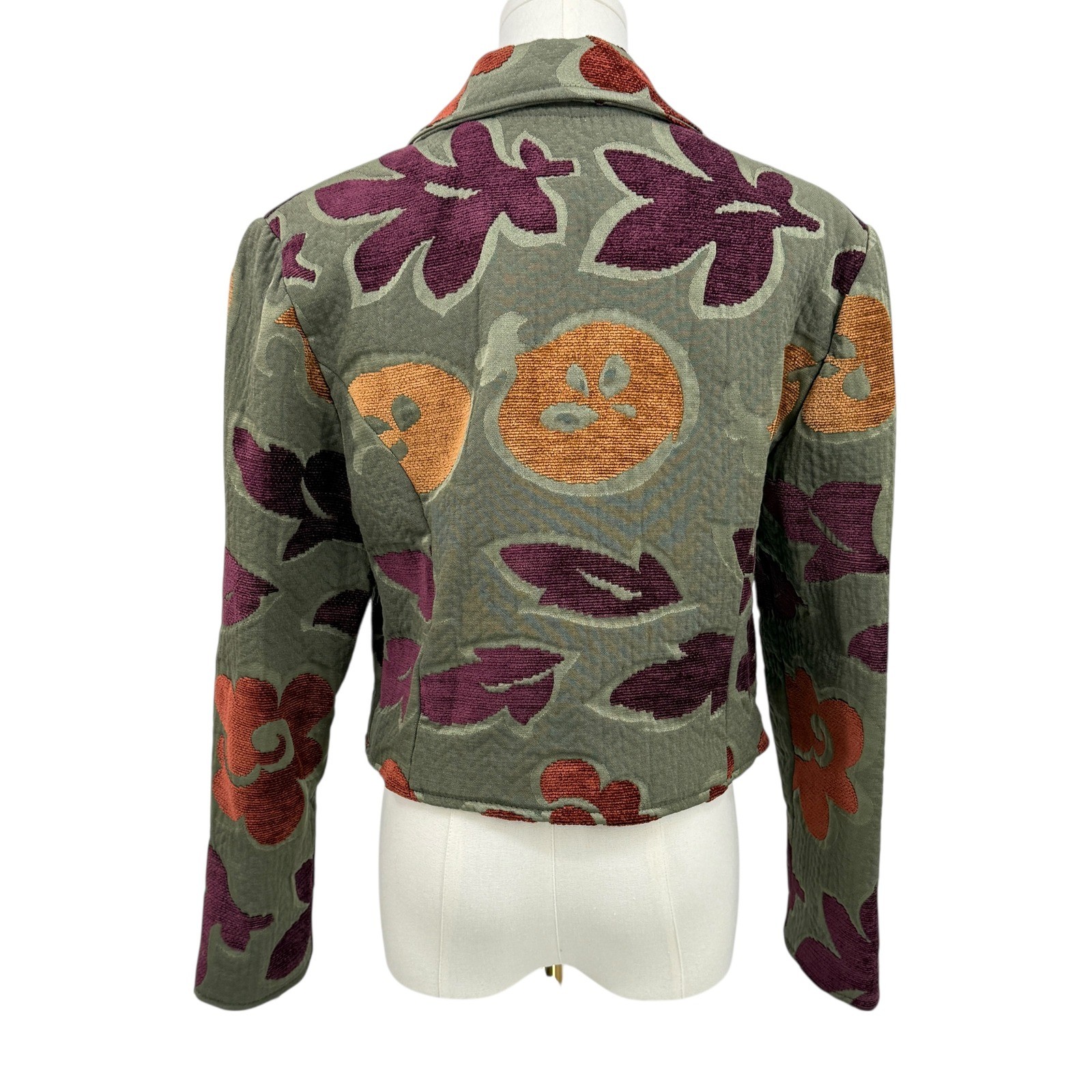 Painted Pony Women 90s Floral Tapestry Cropped Jacket Art Teacher Boho Small