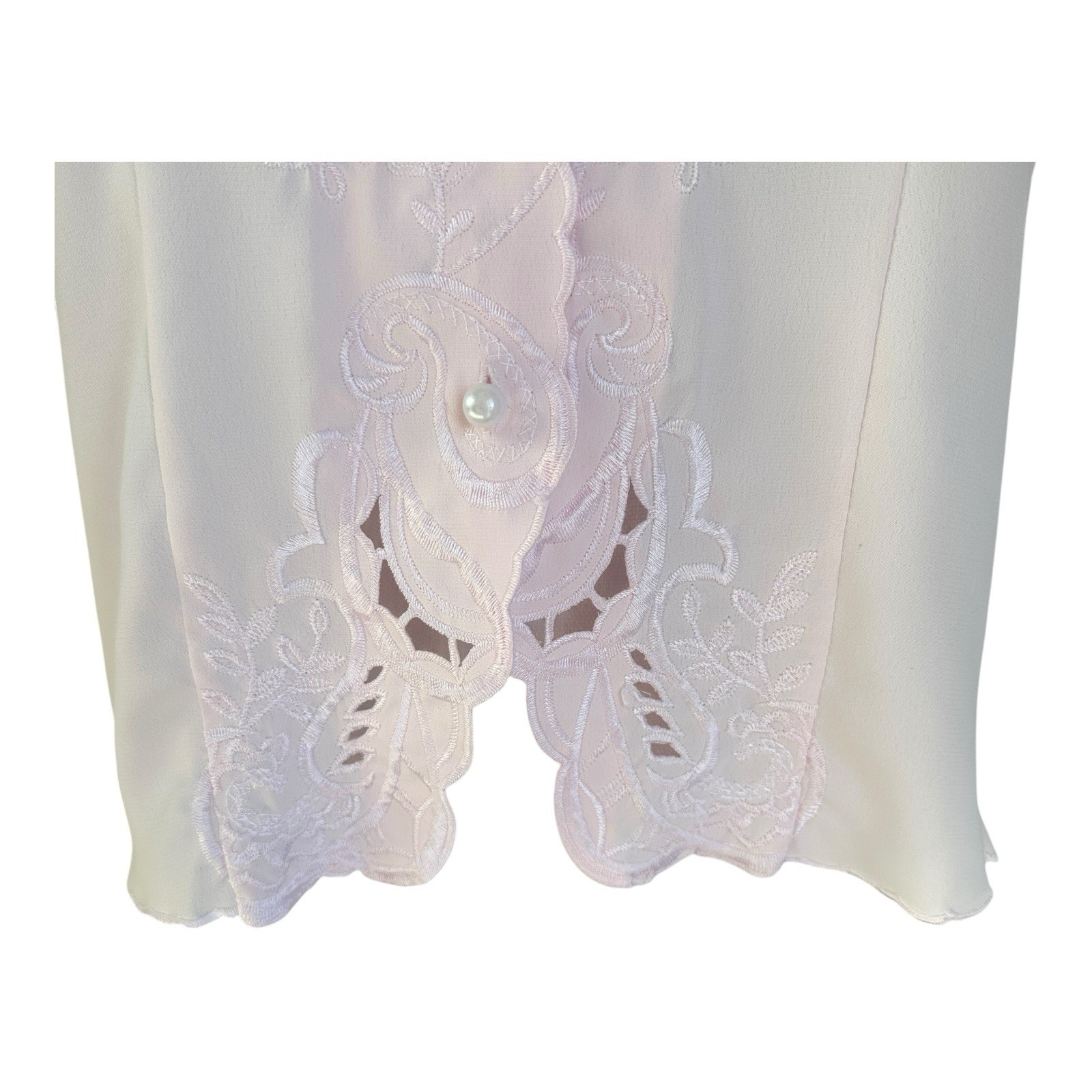 Vtg Christie & Jill Pink Embroidered Blouse Cottagecore Grannycore Lacecore