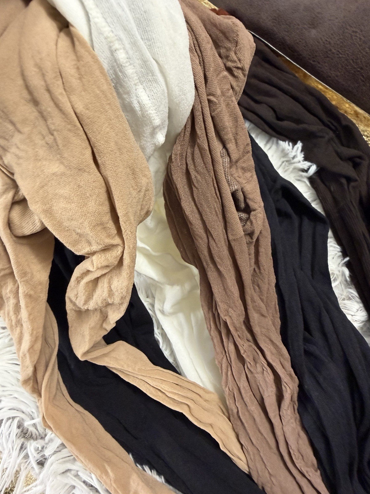 LOT of Vintage PANTYHOSE 6 Pair Nude Flesh Black Brown Hosiery Craft Wear Used