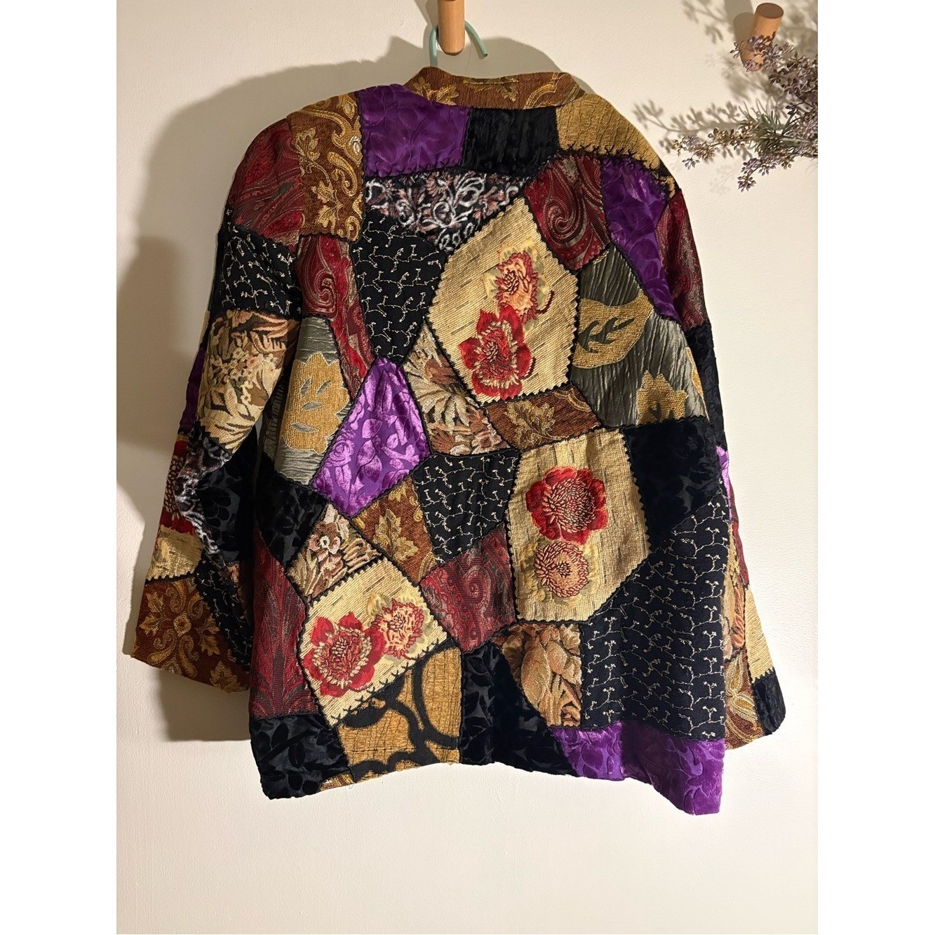 Vintage Patchwork Statement Jacket Lagen Textured Art To Wear XL