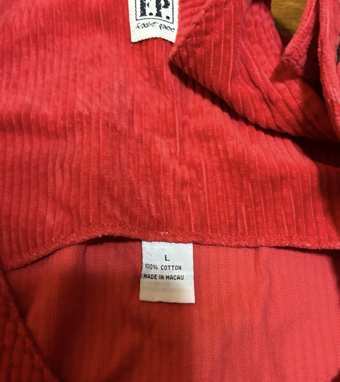 Vintage 90s Fast Pace Corduroy Overall Dress Large Red Pockets Y2K EUC