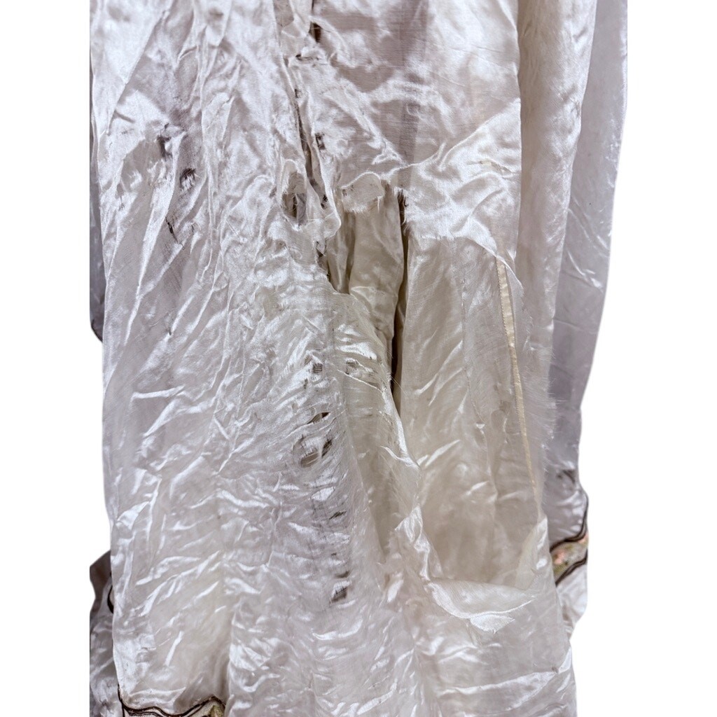VTG Edwardian Ivory Silk Wedding Gown TLC Shattering Silk Embroidered Trim