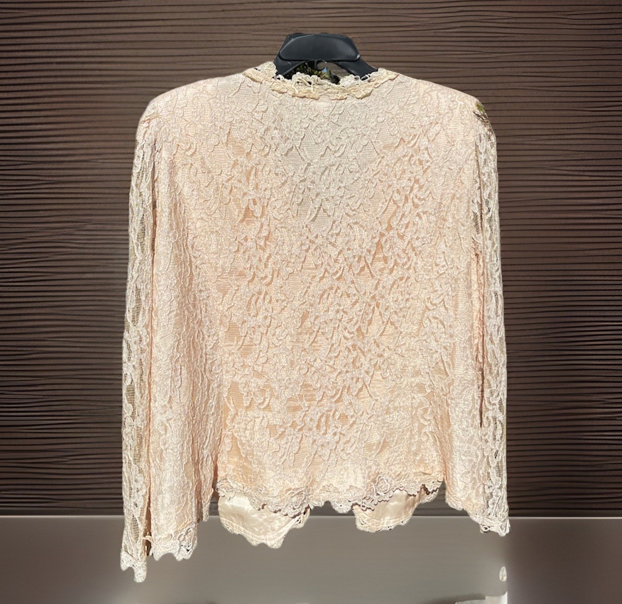 VTG 90s Lisa Michaels Romantic Coquette Top Jacket Peach Lace Size 24