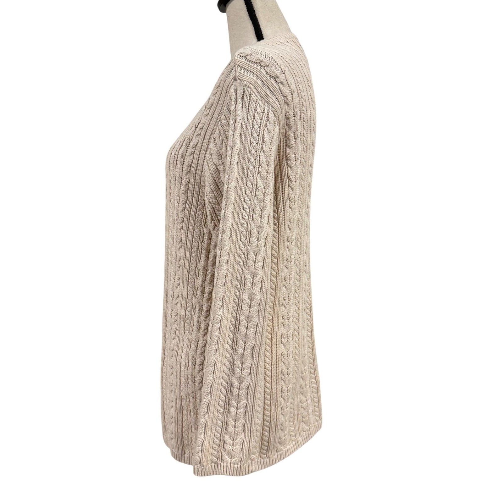 Vintage 90s Talbots Cotton Cable Knit Cardigan Size Small