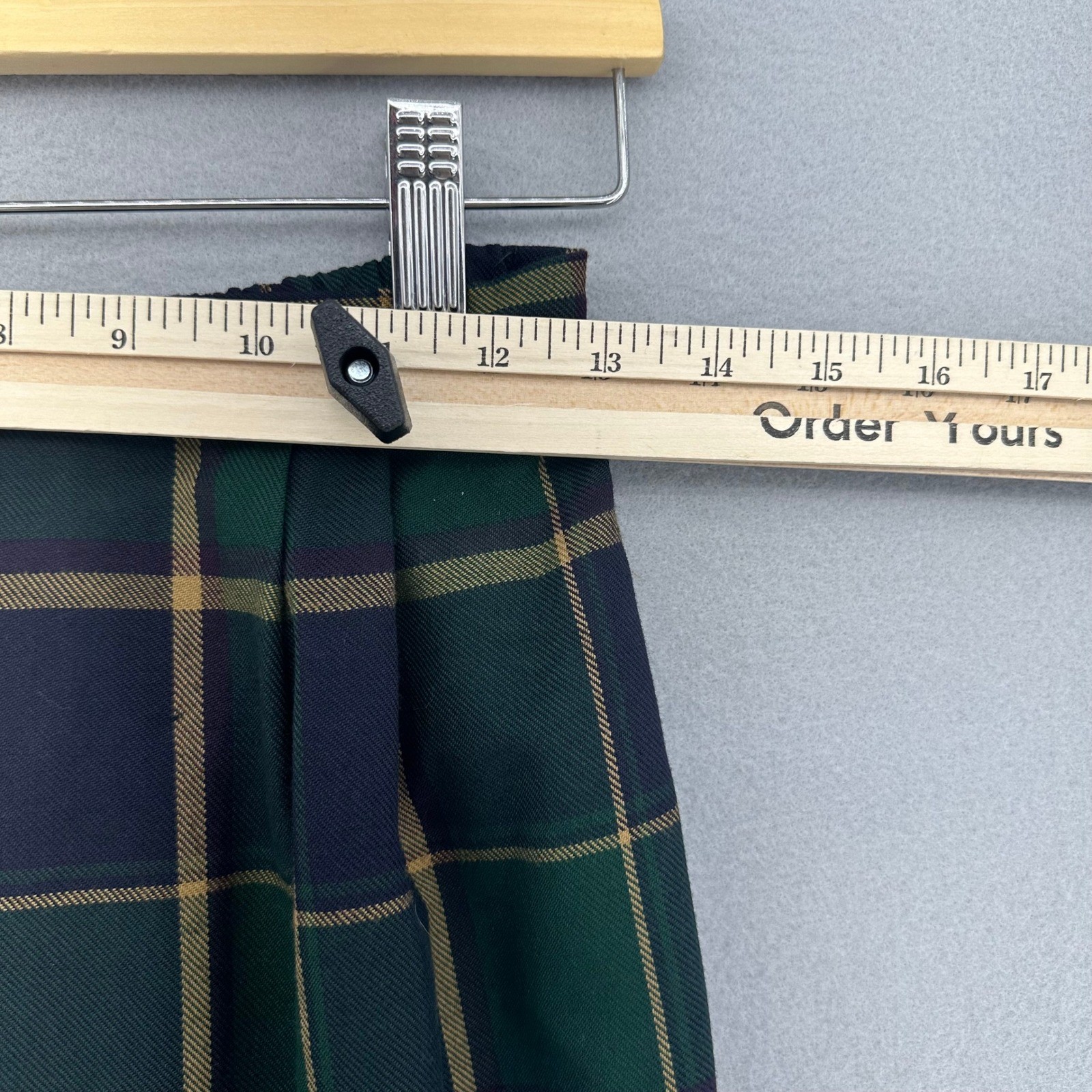 VTG Sunshine Starshine Green Navy Plaid Skirt Suit Blazer Set 8 DEADSTOCK Career