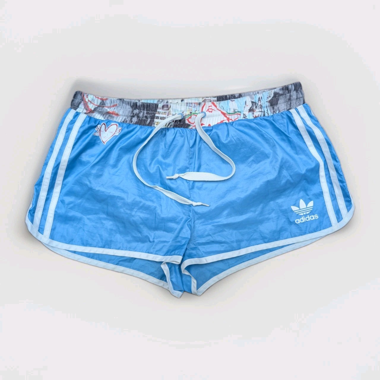 ADIDAS x Topshop Glanz Shorts 36 Womens Blue Gym Running Sprinter Retro Sports