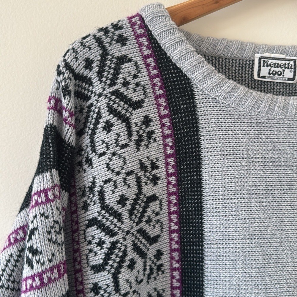 Kenneth Too Vintage Knit Nordic Ski Chalet Sweater Size L approx.